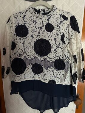 HD in Paris Navy and White Lace Polka Dot Tunic